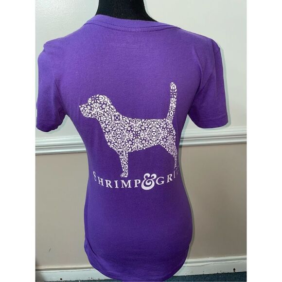 Shrimp & Grits Purple Short Sleeve Dog Logo Tee Shirt - Picture 2 of 4